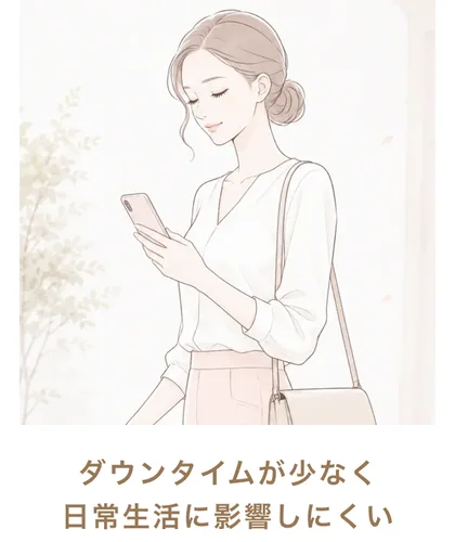 ダウンタイムが少なく日常生活に影響しにくい